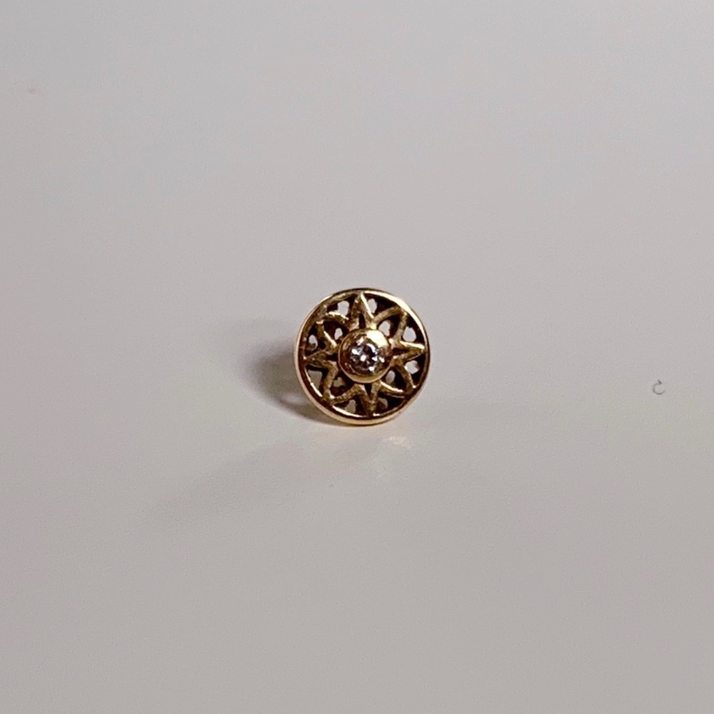 BVLA 14k Yellow Gold CZ Paloma 18g Threadless End